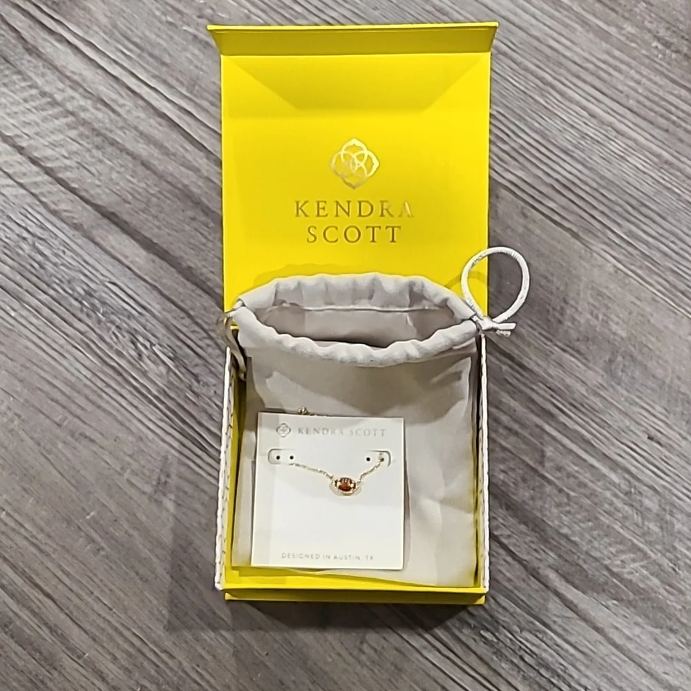 Kendra Scott Enamel Football Pendant Necklace 14K Gold Over Brass 19" - Picture 5 of 6